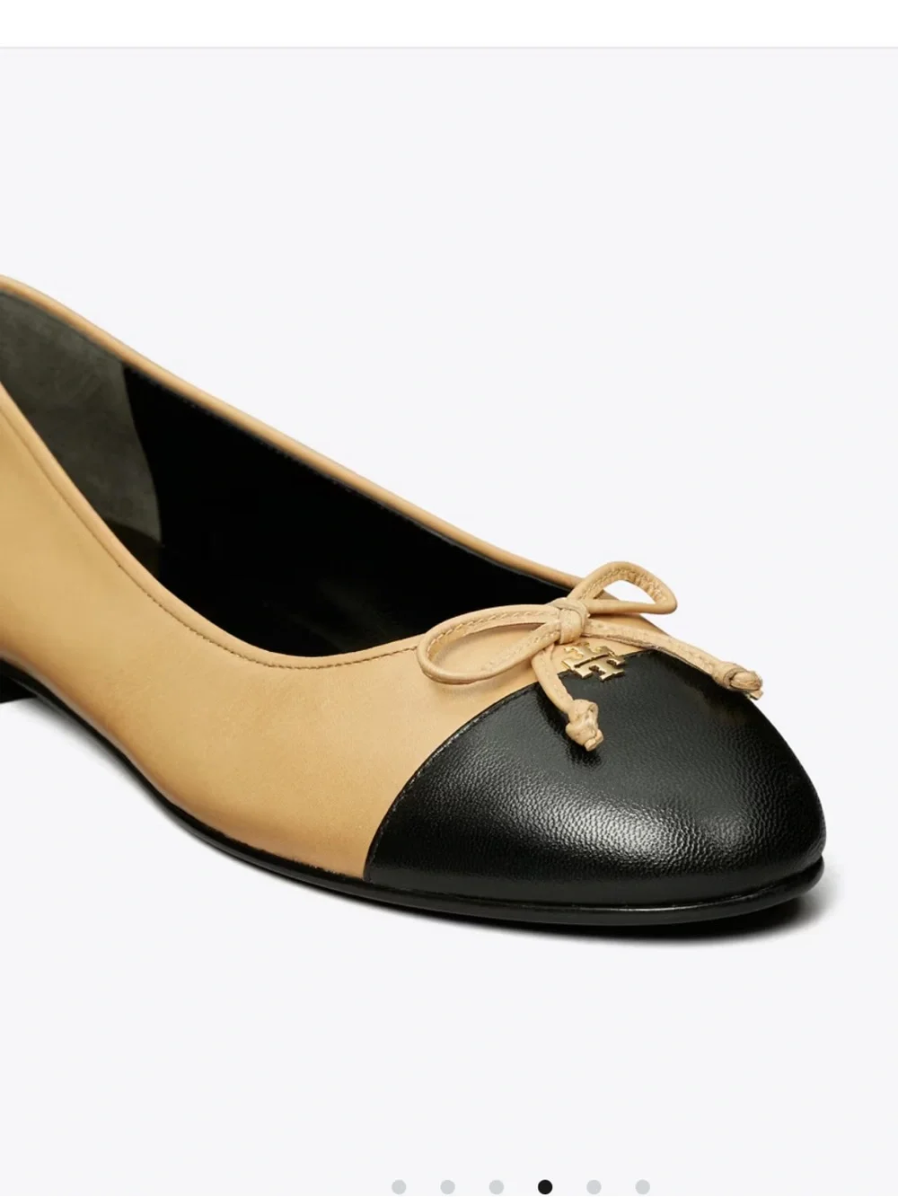 Tory Burch Ginger Shortbread & Black Cap-Toe Ballet Flats